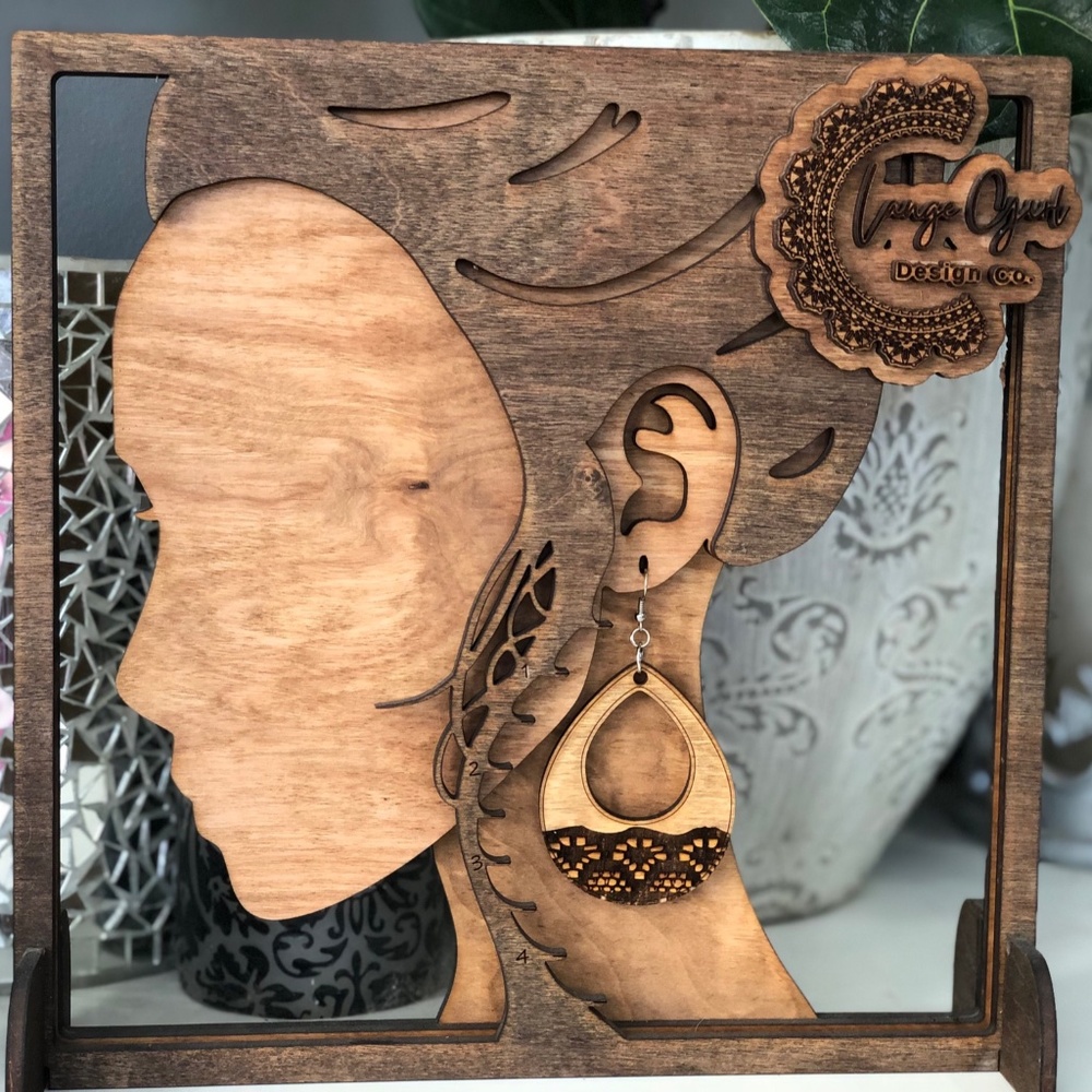 Country Cowgirl Lace Engraved Boho Yellowstone style Wood Earrings